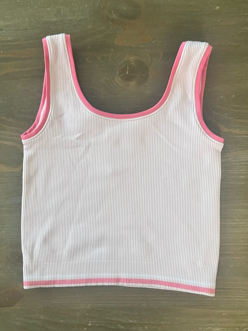Athleta Girl Size L 12 Ribbed Tank Top Pink Trim